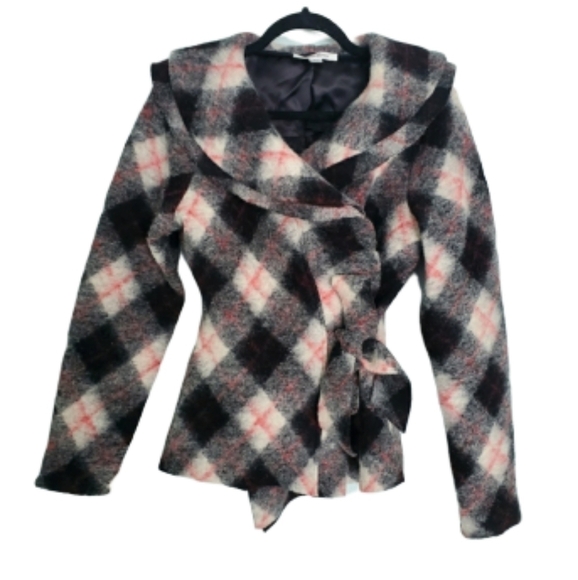 Katherine Barclay Plaid Wool Coat Jacket - Picture 1 of 5